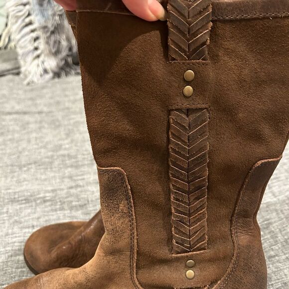 UGG Jaspan Mid-Calf Chocolate Brown riding Leather Boot Size 8.5 excelle… - Picture 7 of 14